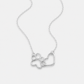 Silver Heart Paw Pendant Necklace