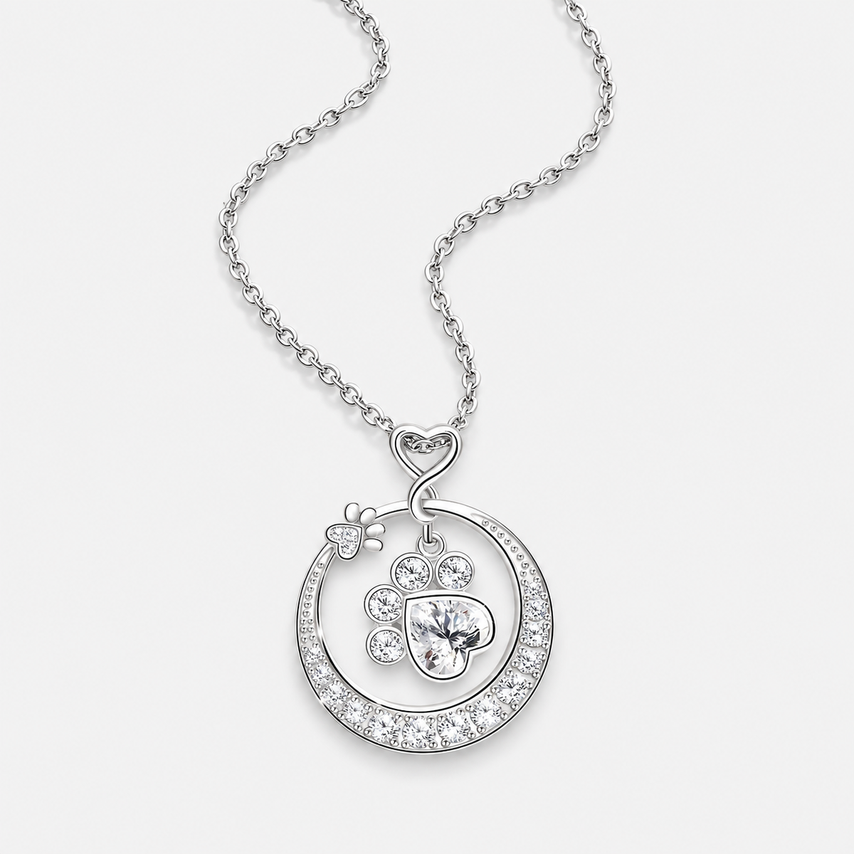 Paw Print Cubic Zirconia Necklace