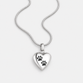 Pet Memorial Urn Necklace Heart-Shaped Pendant with Paw Engraving