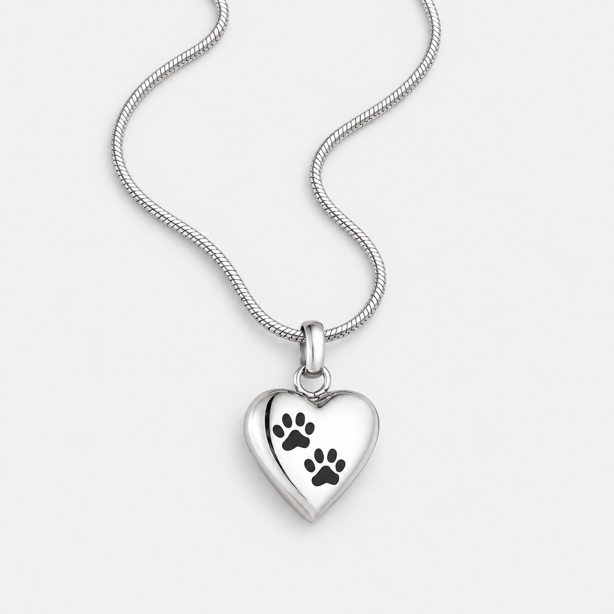 Pet Memorial Urn Necklace Heart-Shaped Pendant with Paw Engraving