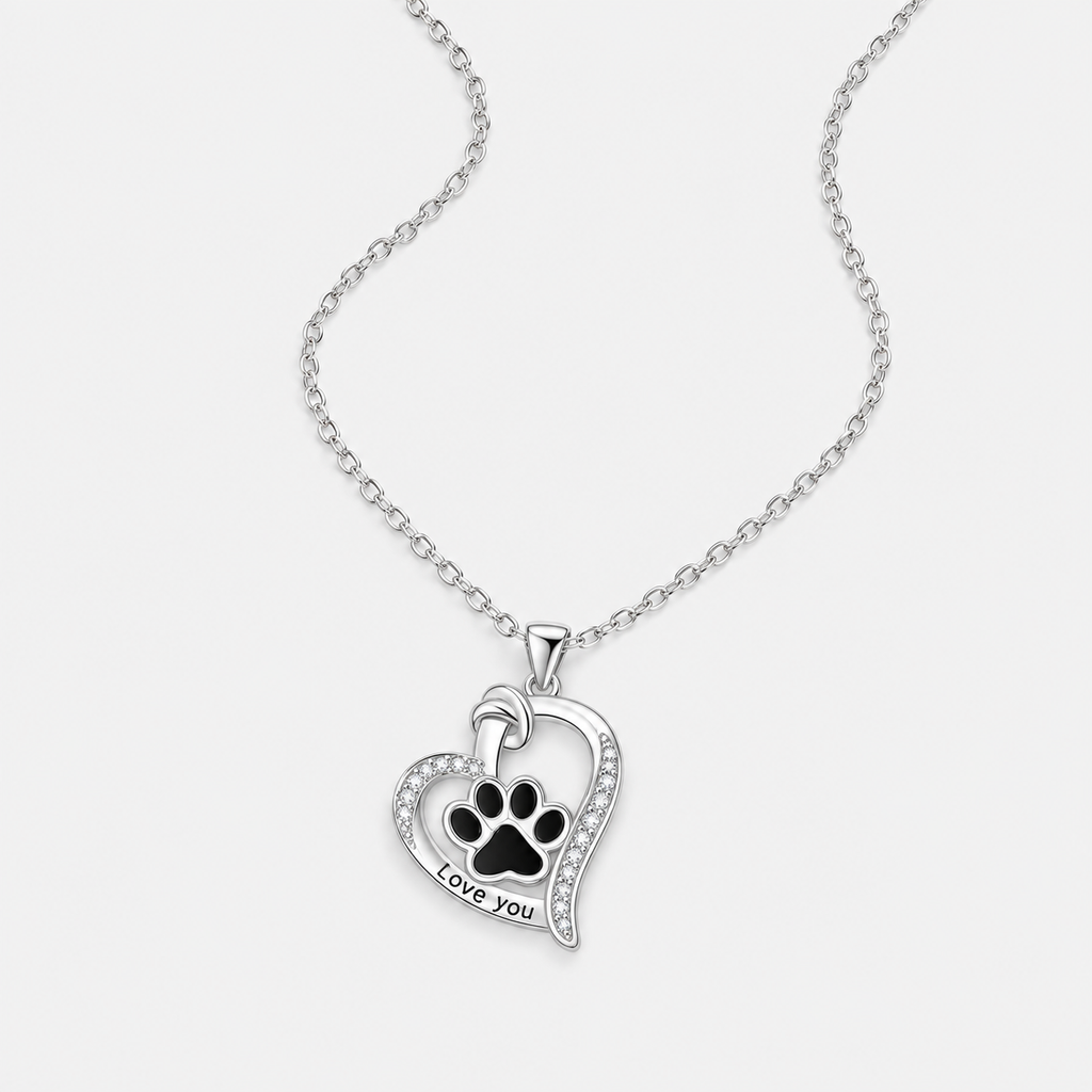Heartfelt Paw Print Pendant Necklace