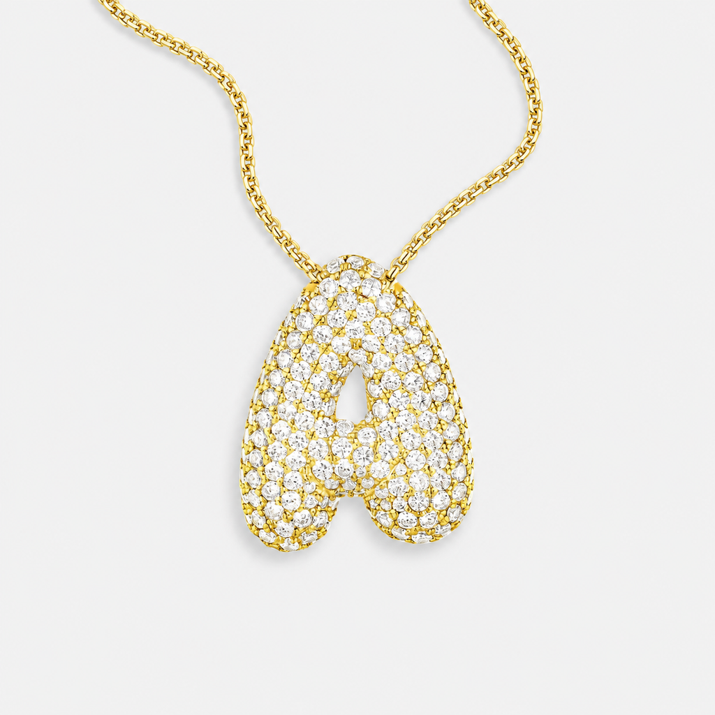 Bubble Initial Crystals Necklace