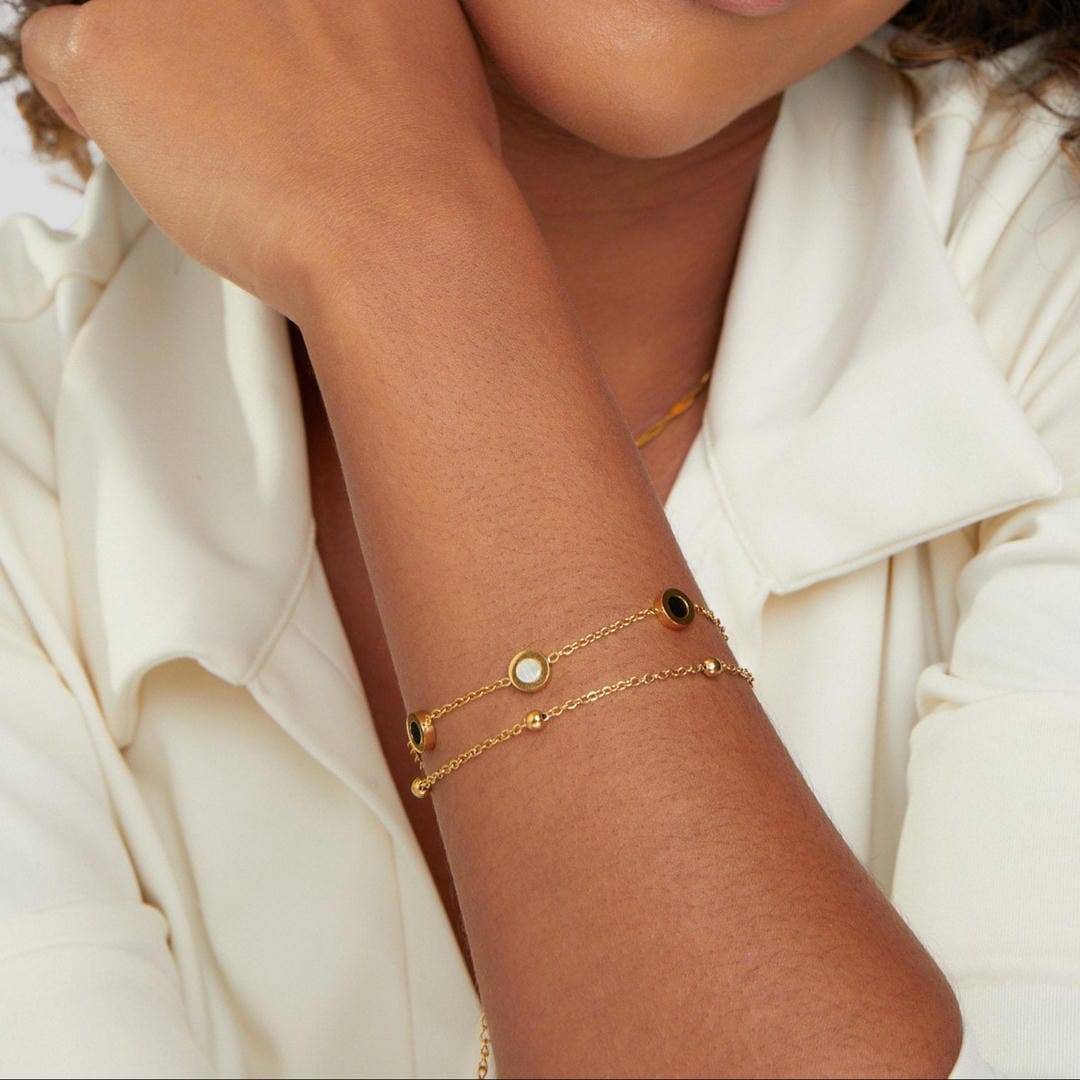Muse Onyx & White Stone Bracelet