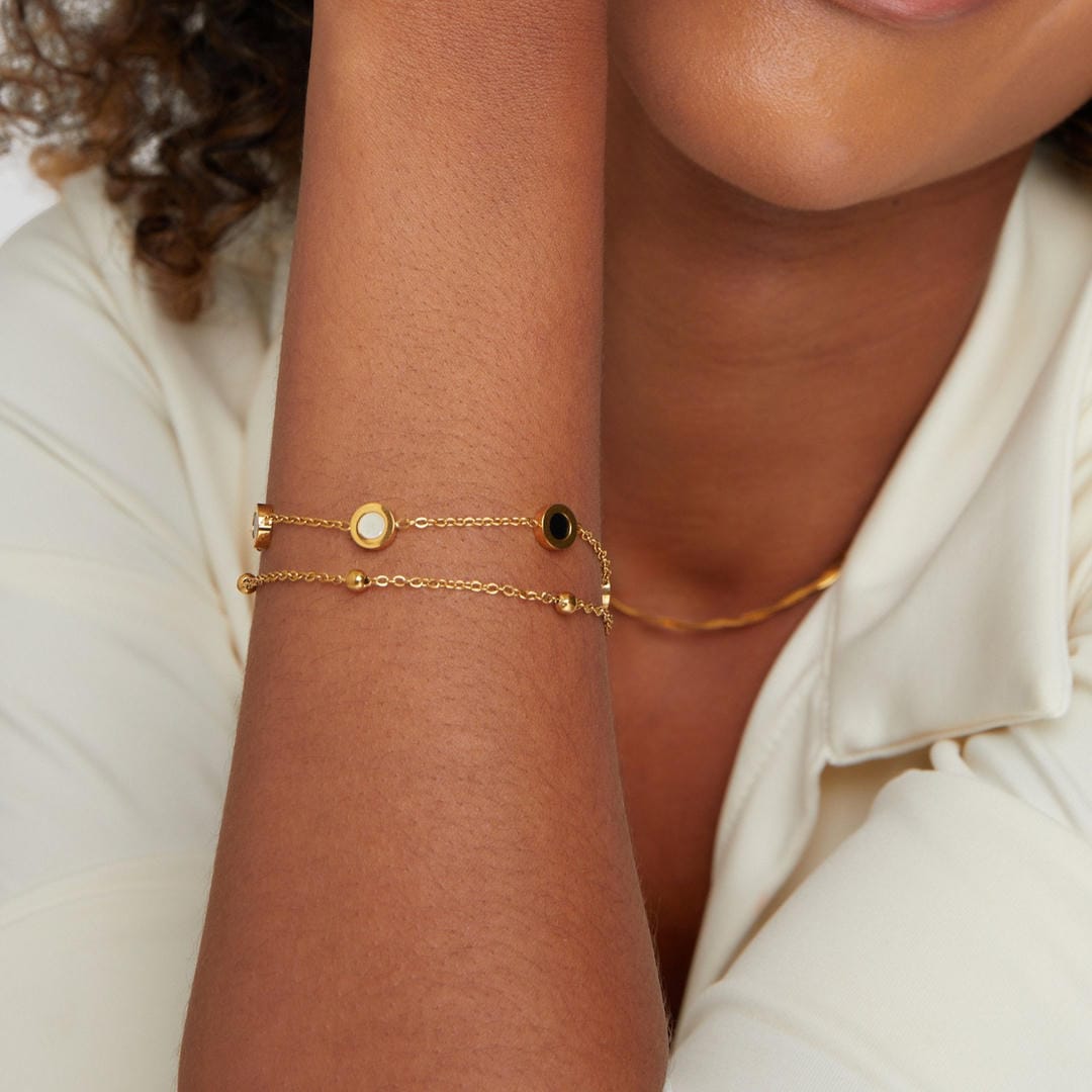 Muse Onyx & White Stone Bracelet