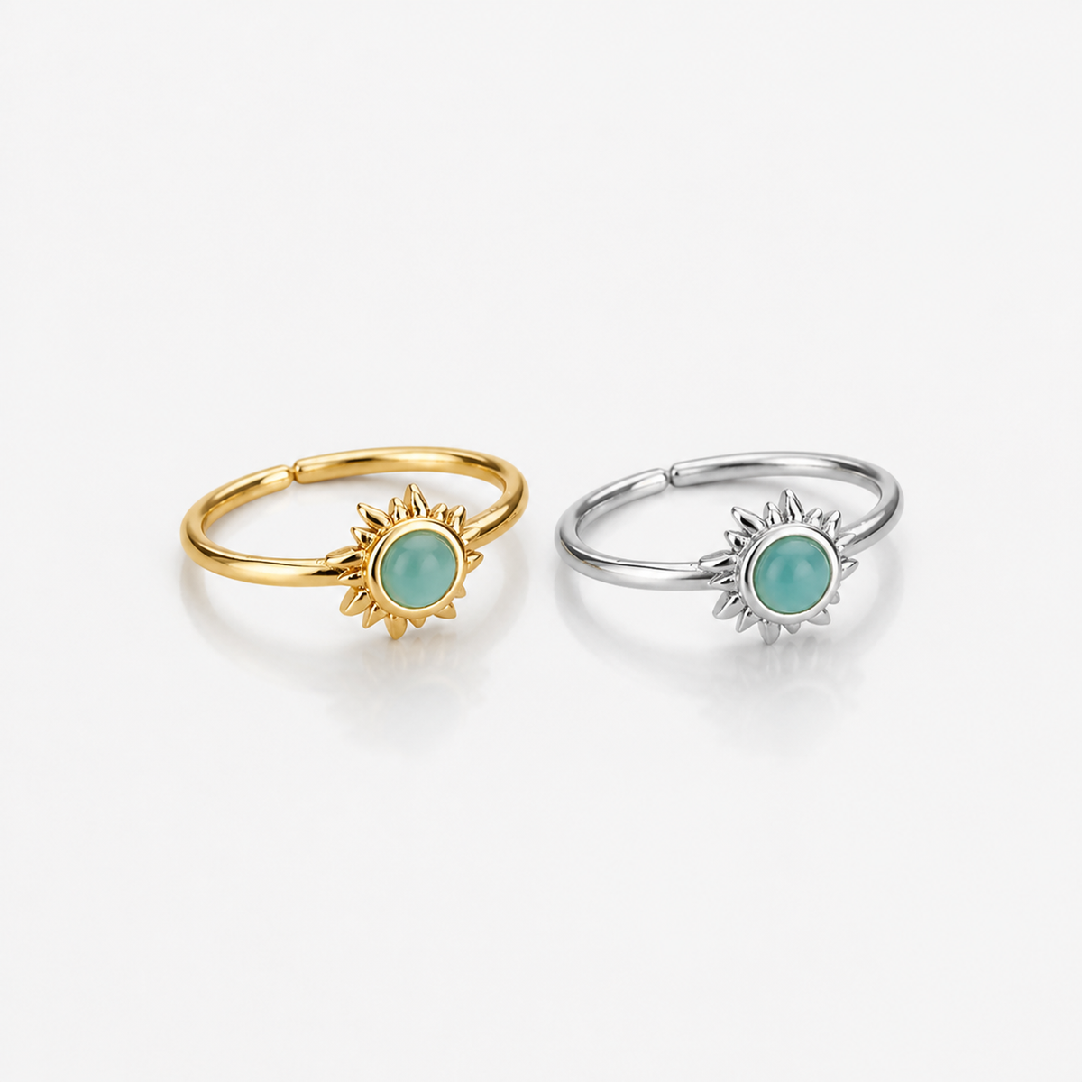 Opal Stone Sun Rings Golden and Silver