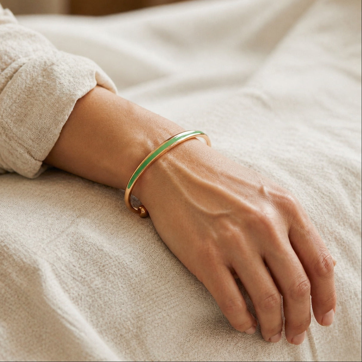 Verdant Jade Copper Bracelet