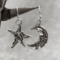 Boho Silver Moon Star Earrings