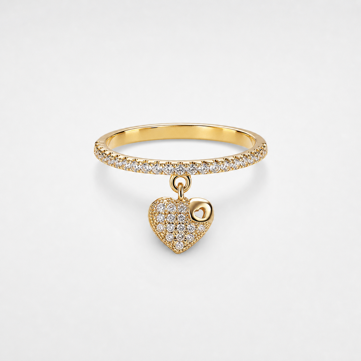 Pavé Heart Charm Stacking Ring