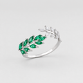 Dainty Emerald Green Leaf Ring