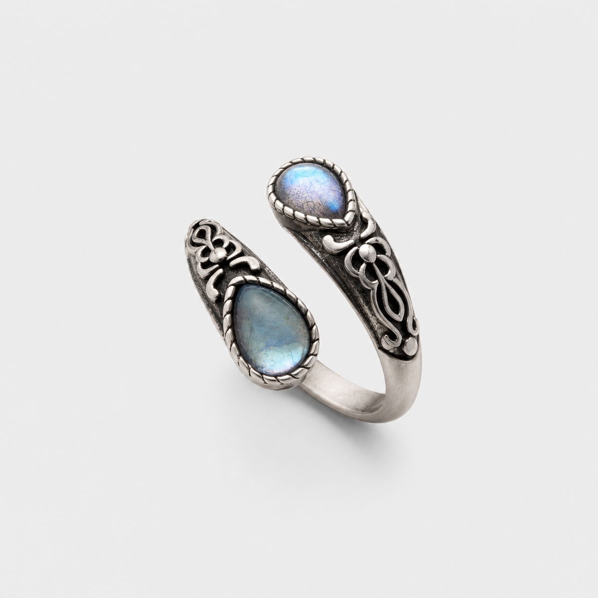 Vintage Adjustable Silver Blue Stone Ring