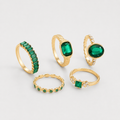 Zarina Exquisite Emerald Gold Ring Set