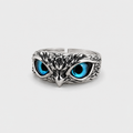 Owl Of Good Luck Adjustable Ring In Silver And Opal