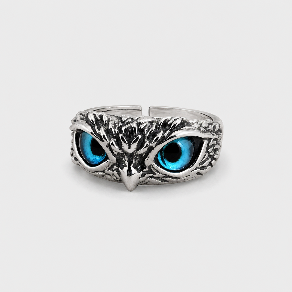 Owl Of Good Luck Adjustable Ring In Silver And Opal