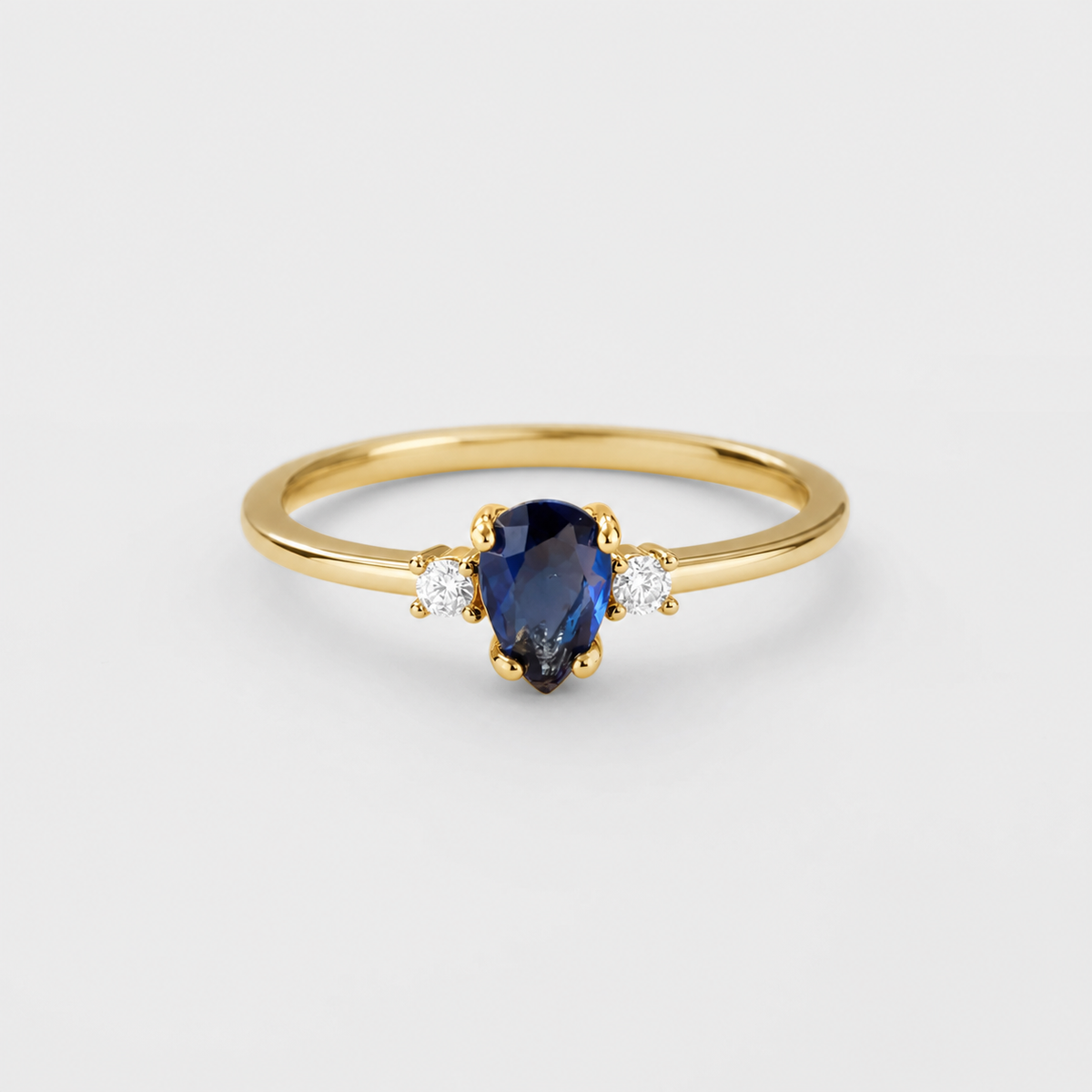 Minimalist Pear Cut Royal Sapphire Ring