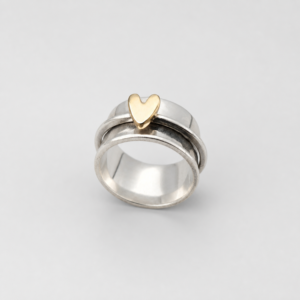 Vintage Silver Golden Heart Ring