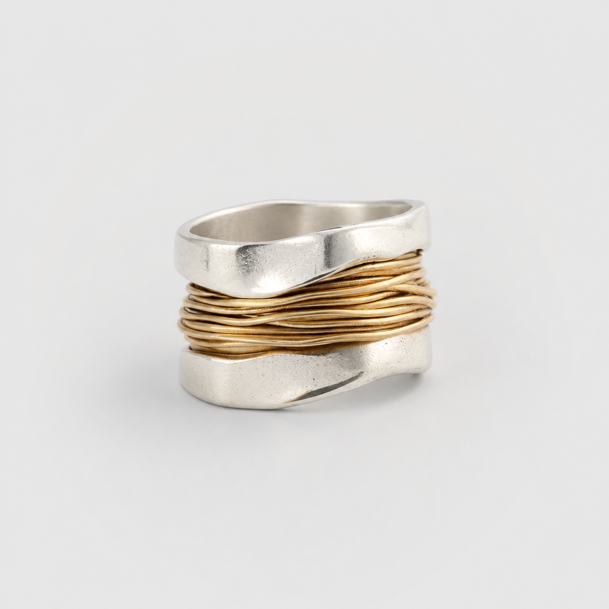 Silver Golden Threads Ring