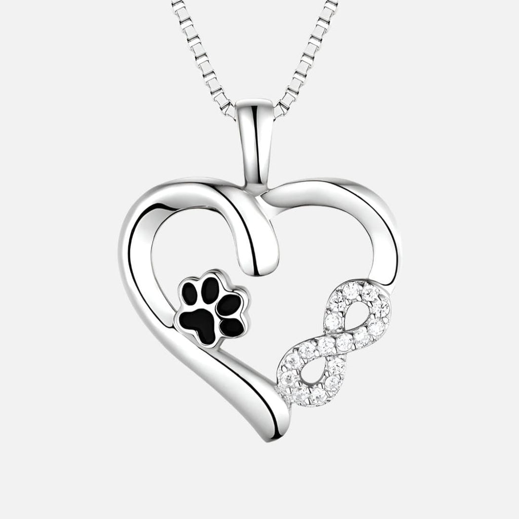 Infinity Charm Paw Heart Necklace