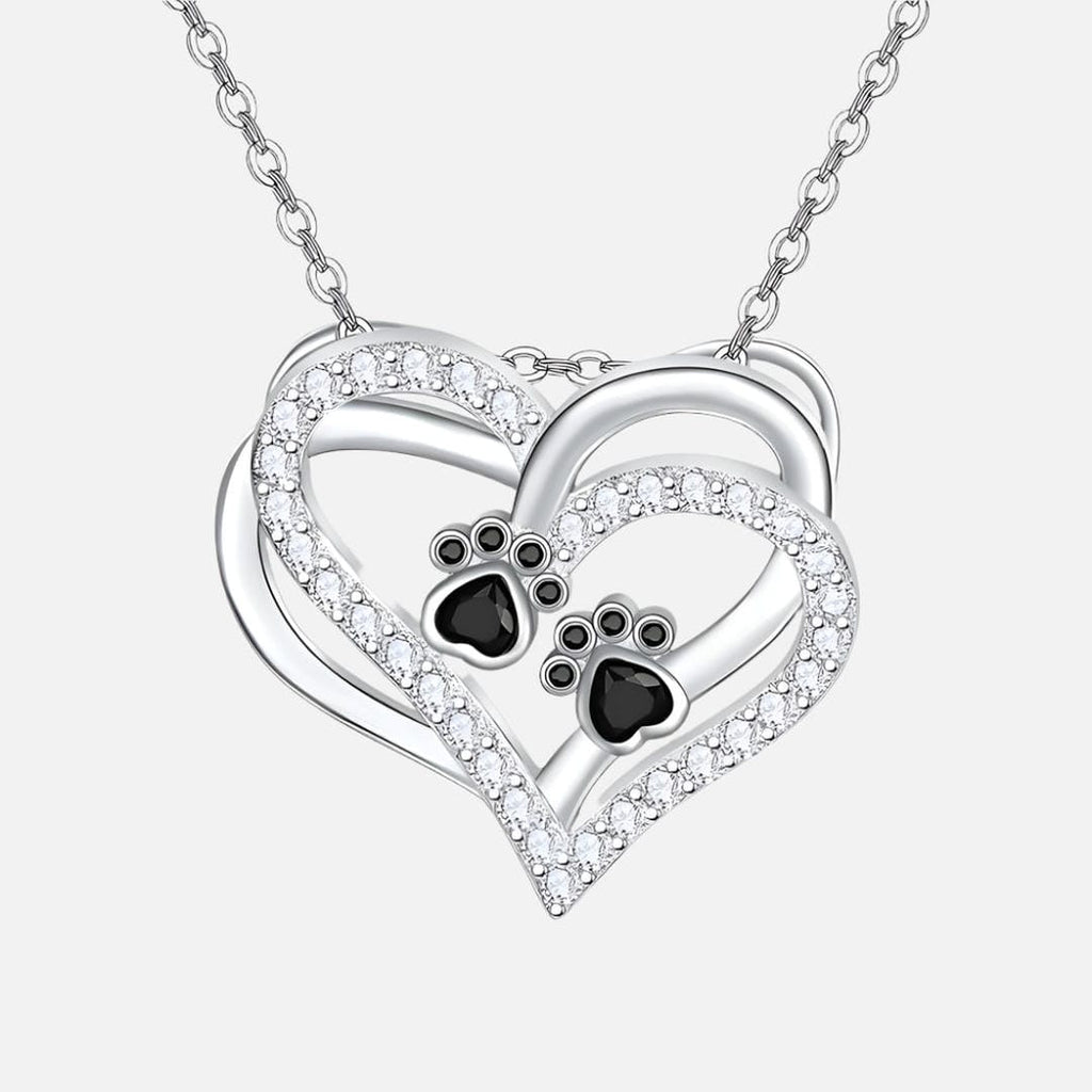 Dog Paw Heart Zirconia Necklace
