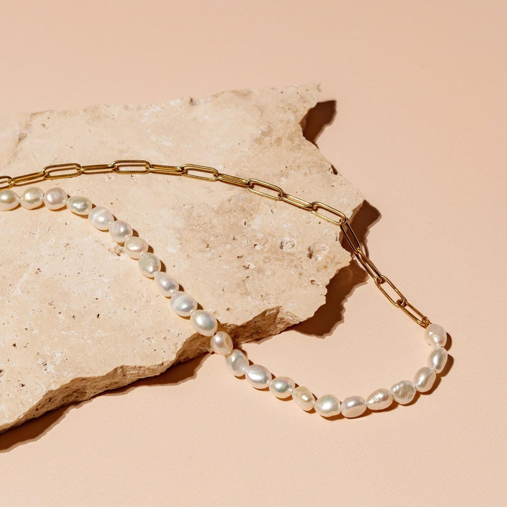 Gold and Pearl Split Necklace