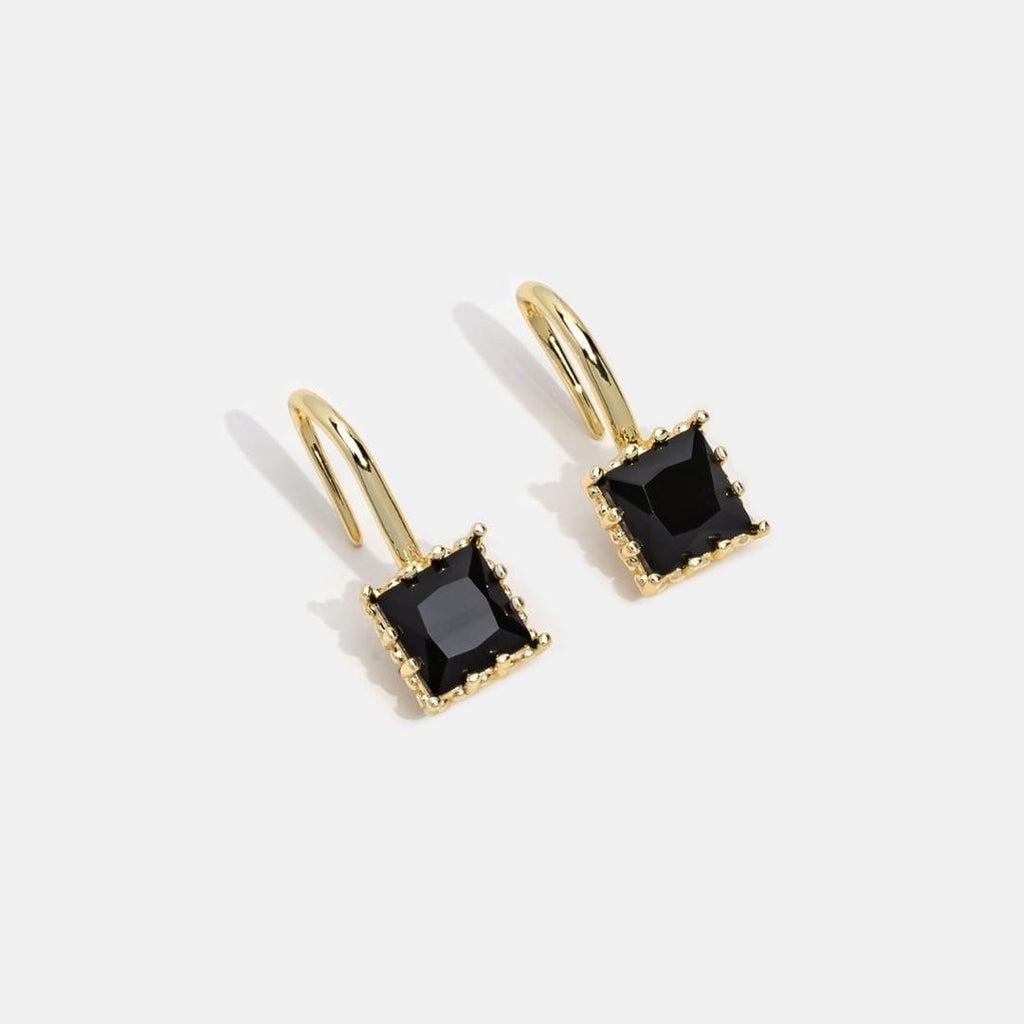 Crystal Black Stone Drop Earrings