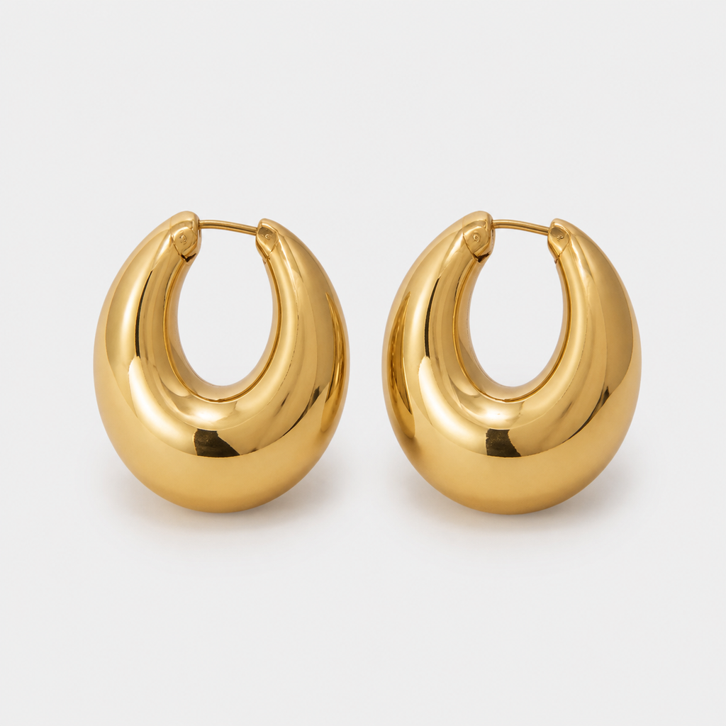 Polished Gold Oval Hoops