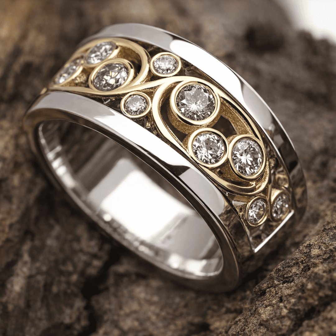 Vintage Gold and Silver Ivy Zirconia Ring