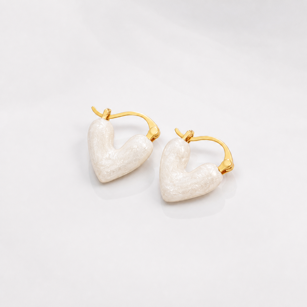 Pure White Heart Earrings