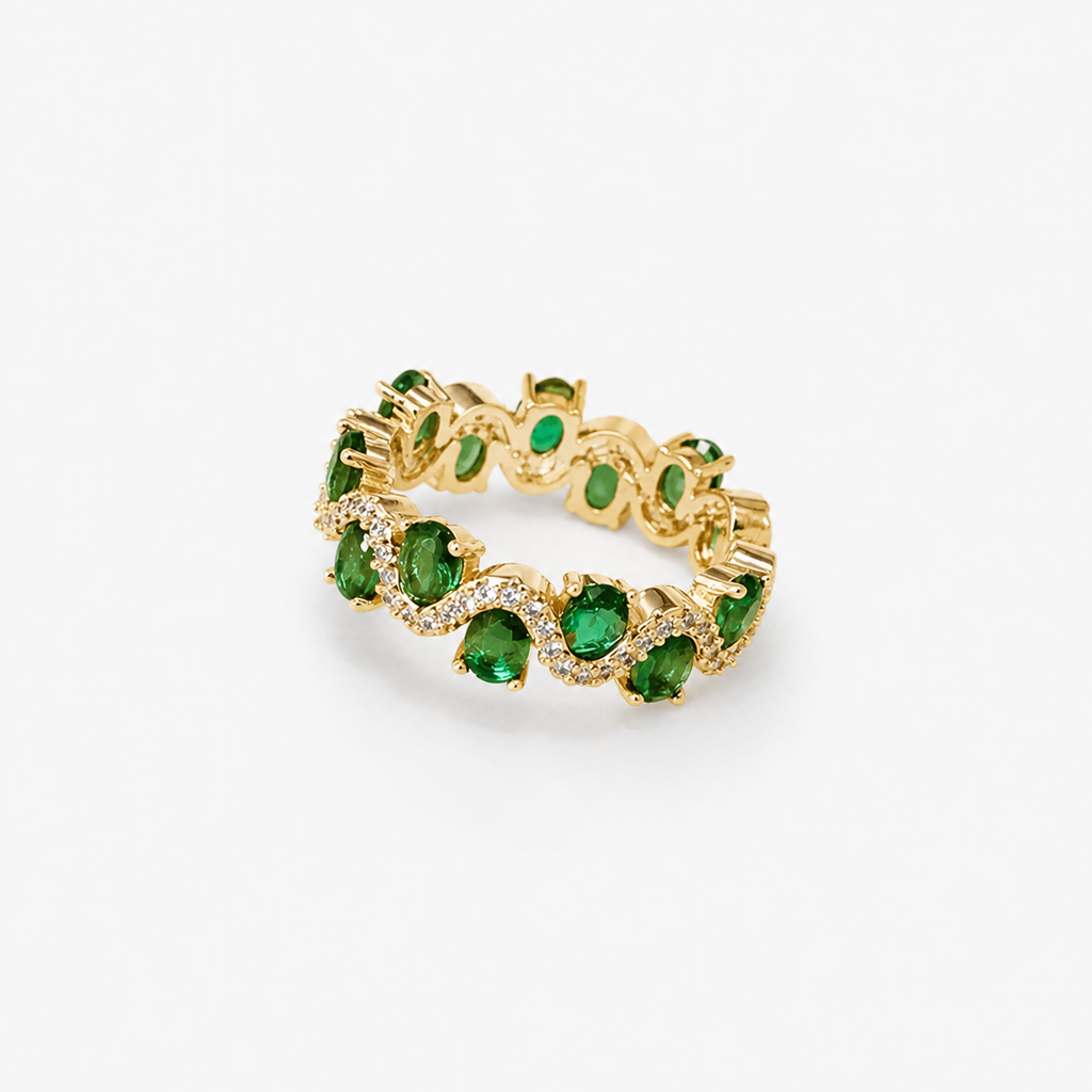 Royal Green Crystal Crown Ring