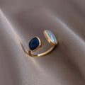Dual Gemstone Adjustable Open Ring