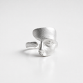 Silver Abstract Face Adjustable Ring
