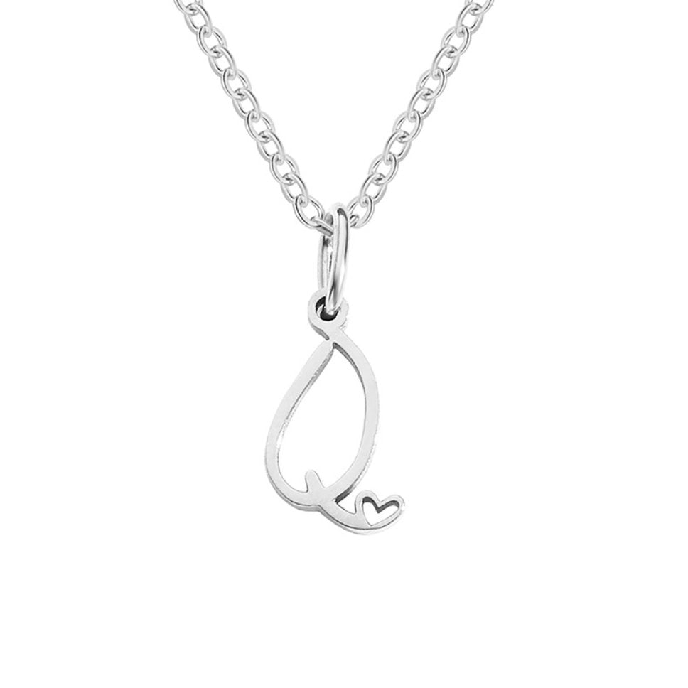 Silver Letter Heart Necklace