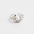 Silver Orbit Pearl Adjustable Ring