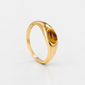 Slim Amber Cabochon Gold Ring