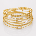 Stackable Bracelet Golden Pearl Set