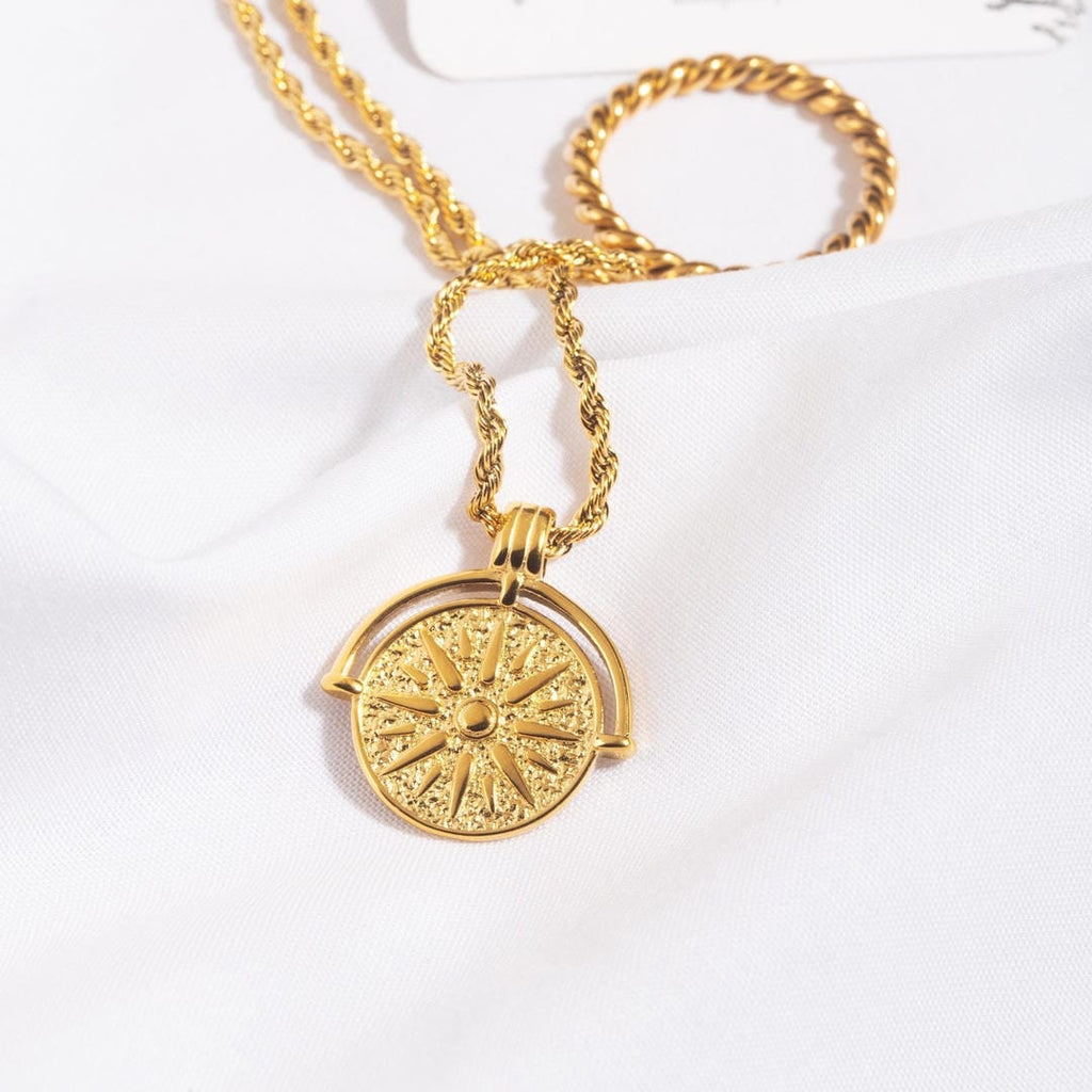 Sun Pendant Necklace in Silver or Gold