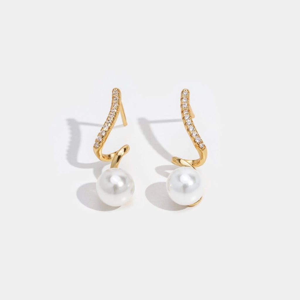 Pearl Wave Gold Earrings