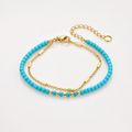 Timeless Gold Double Chain Turquoise Bracelet