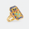 Vintage Enamel Floral Statement Ring