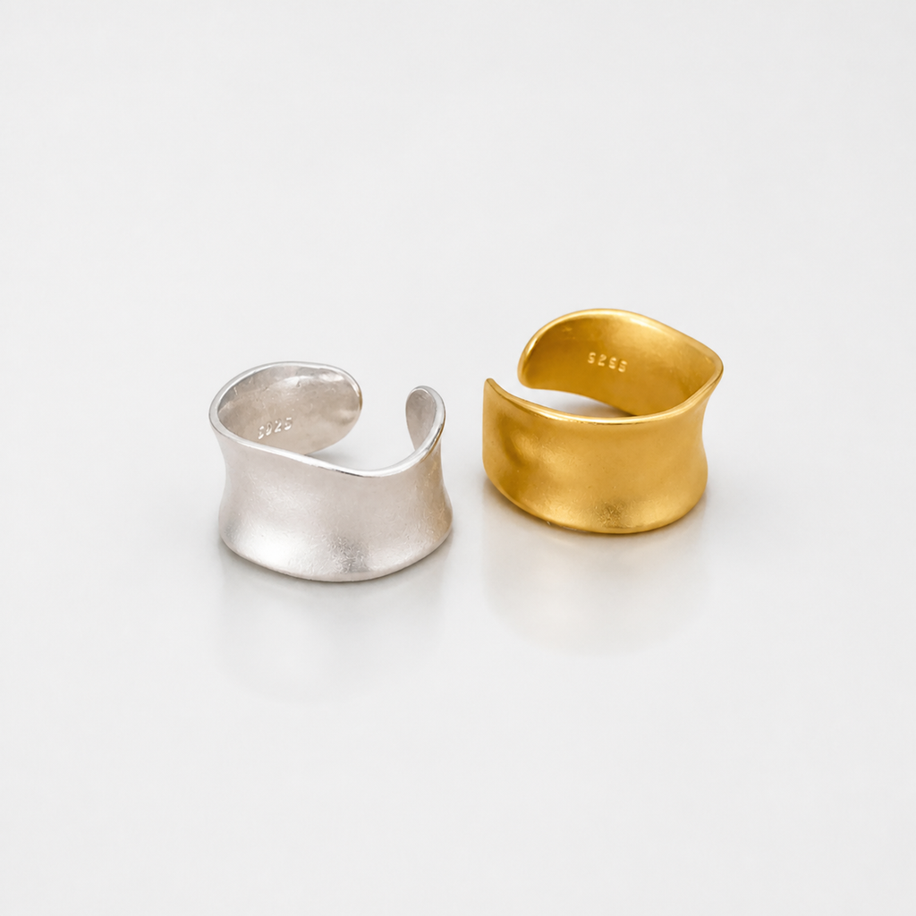 Vintage Gold and Silver Adjustable Wide Flat Ring