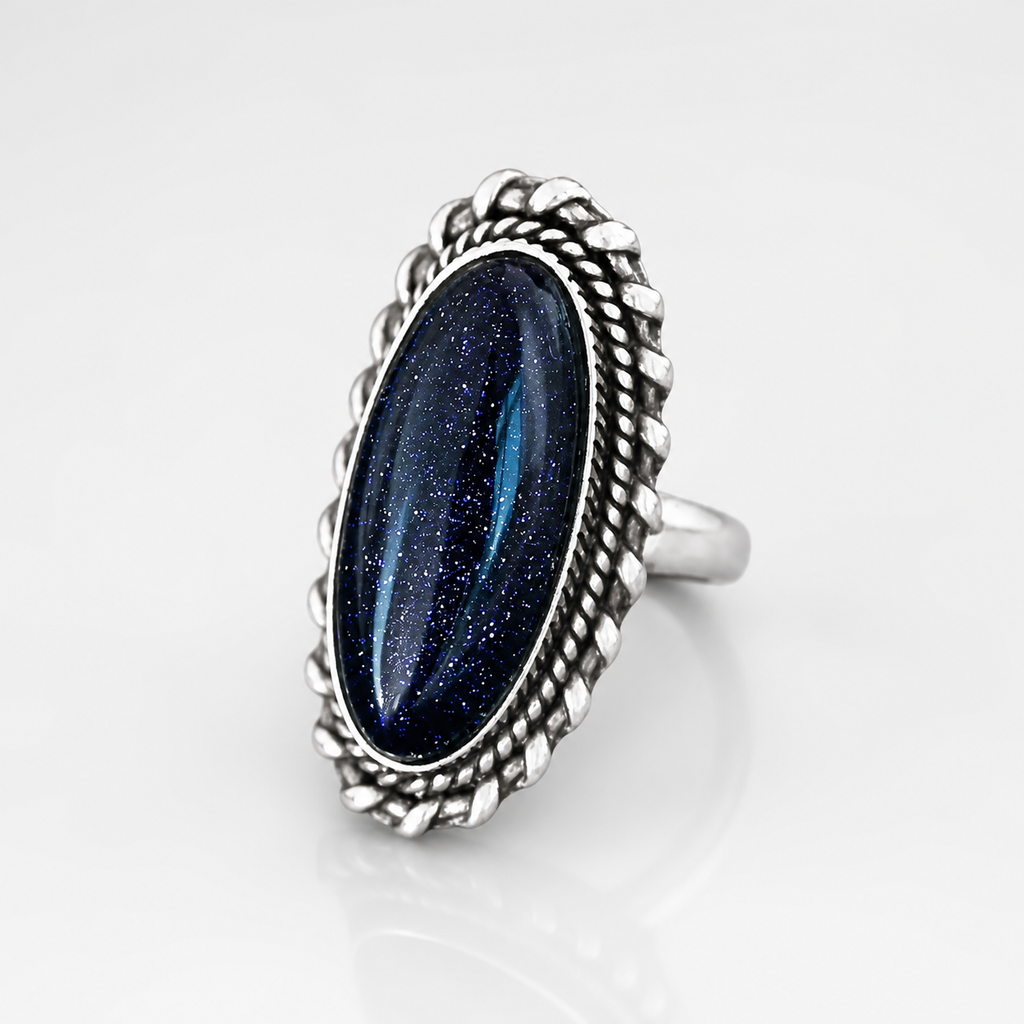Vintage Silver Blue Sandstone Ring