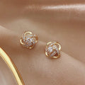 Spiral Floral Crystal Clover Earrings